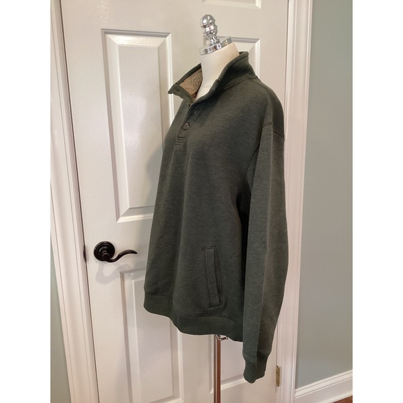 Arrow Men's Pullover Sweater Fleece 1/4 Buttons Heather Green Brown VTG Size‎ XL - Picture 4 of 7